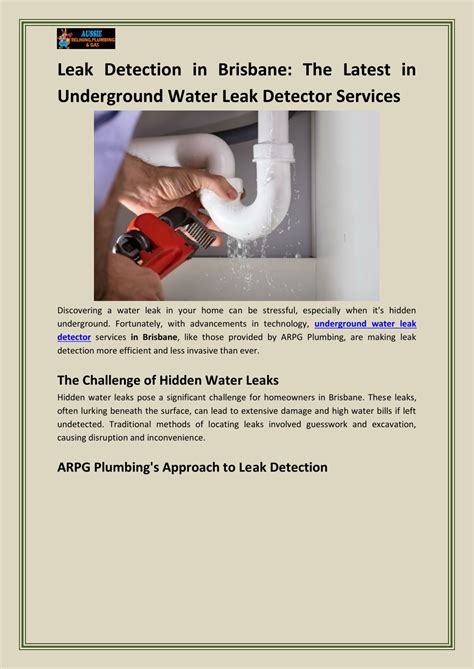 Leak Detection Services Brisbane .